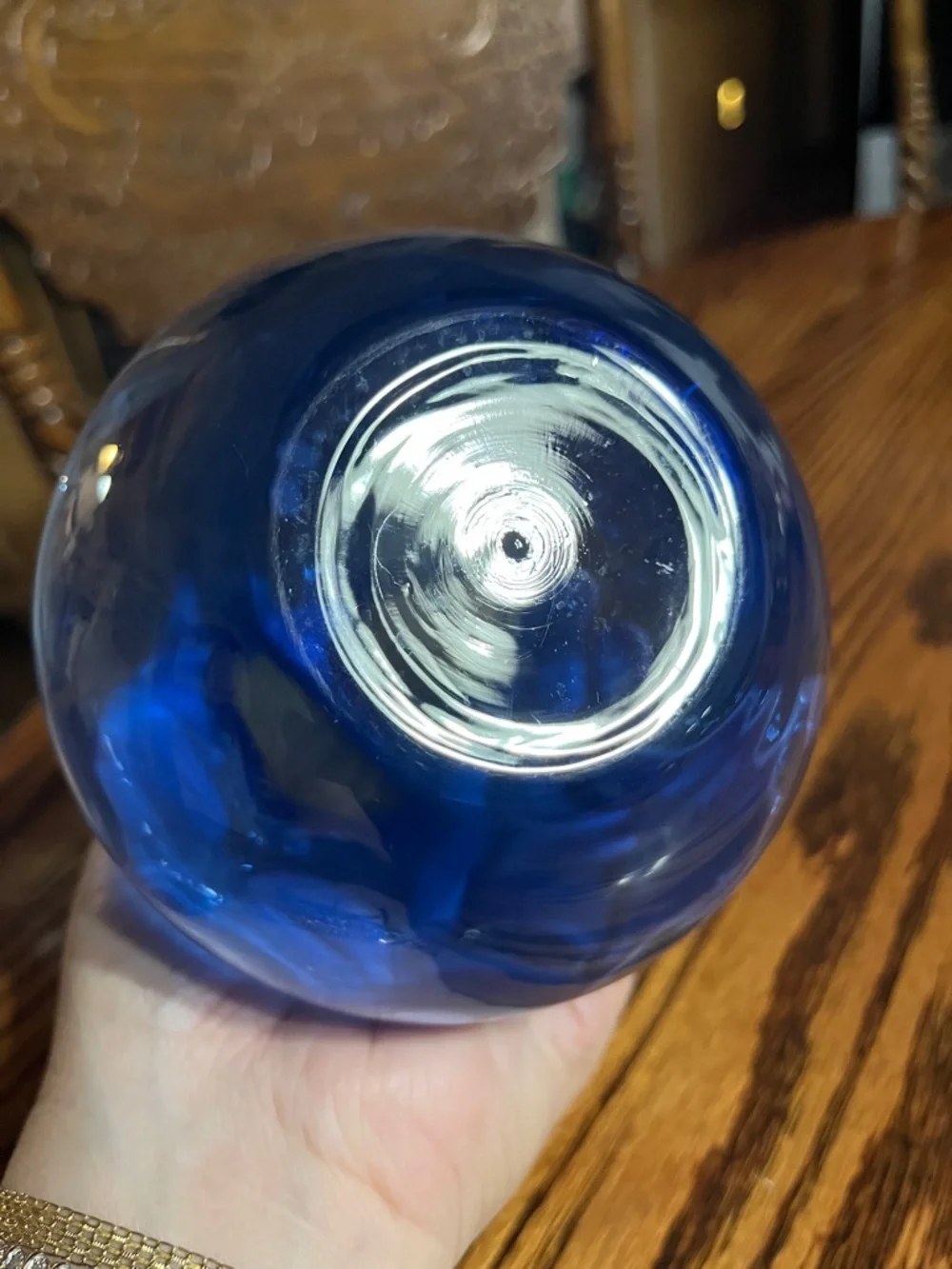 Cobalt Blue Swirl Glass Vase